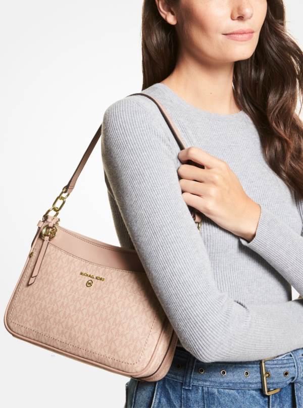 Damske Taška Cez Rameno Michael Kors Jet Set Medium Logo Ruzove - Kabelky Michael Kors Akcia | JHZUA-4793